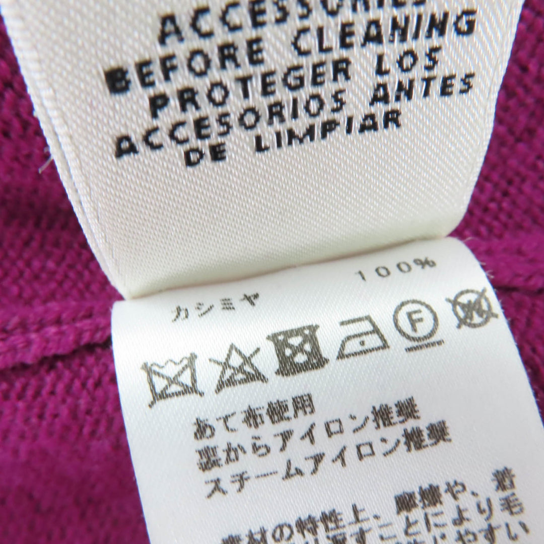美品☆HERMES エルメス カシミヤ100％ ゴールド金具 Hロゴ金具 ショートスリーブ 半袖ニット パープル 34 イギリス製 正規品 レディース