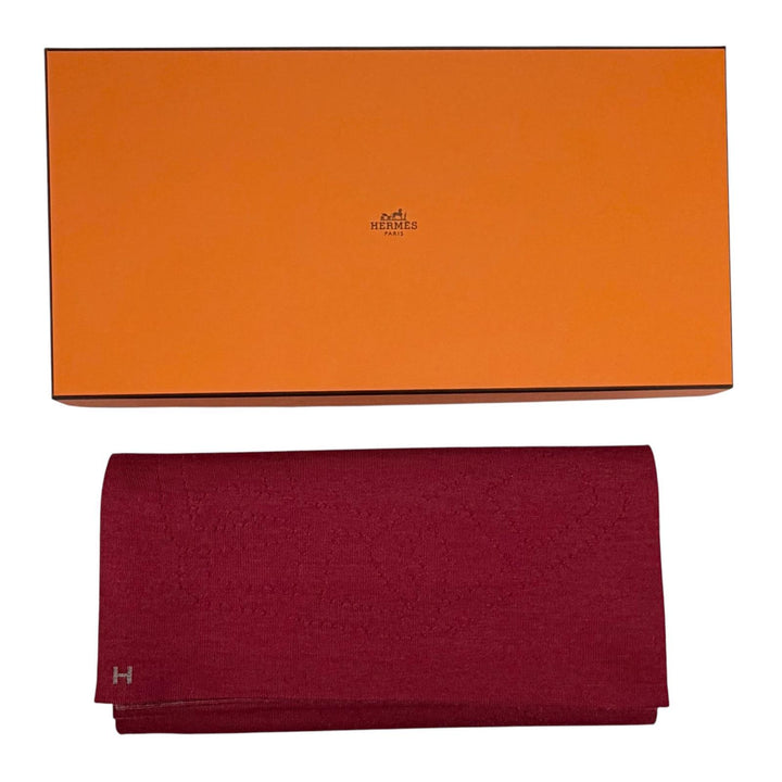 美品◇HERMES エルメス アレルトゥール カシミヤ シルク シェーヌダンクル Hロゴ リバーシブル マフラー ボルドー グレー イタリア製