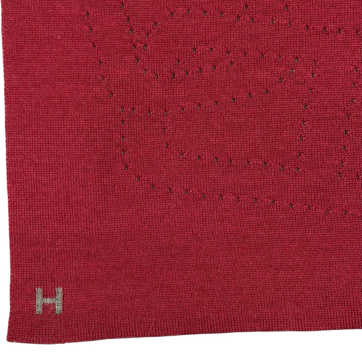 美品◇HERMES エルメス アレルトゥール カシミヤ シルク シェーヌダンクル Hロゴ リバーシブル マフラー ボルドー グレー イタリア製