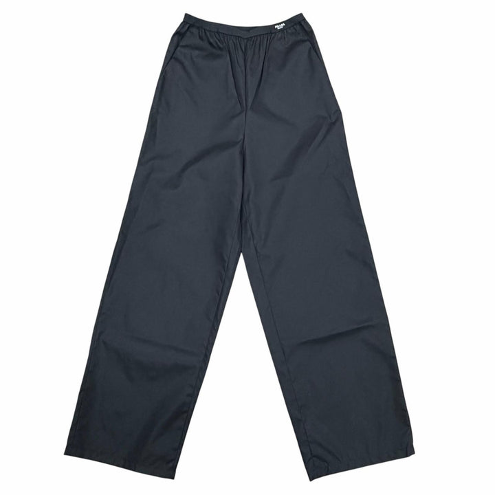 極美品◇PRADA プラダ 2022年製 22Y887 RE-NYLON ロゴ入り ロングパンツ ワイドパンツ ブラック 38S イタリア製 正規品 レディース