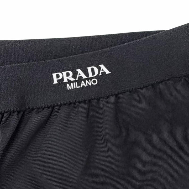 極美品◇PRADA プラダ 2022年製 22Y887 RE-NYLON ロゴ入り ロングパンツ ワイドパンツ ブラック 38S イタリア製 正規品 レディース