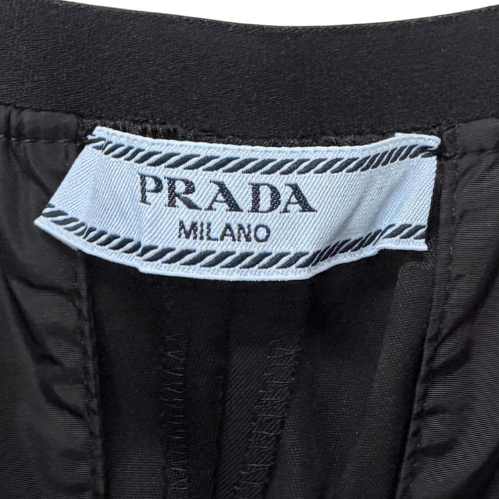 極美品◇PRADA プラダ 2022年製 22Y887 RE-NYLON ロゴ入り ロングパンツ ワイドパンツ ブラック 38S イタリア製 正規品 レディース