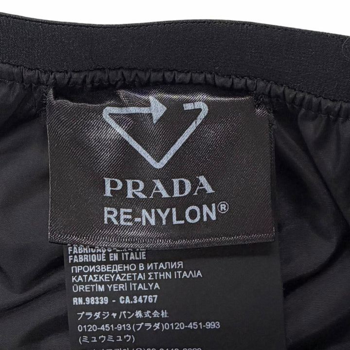 極美品◇PRADA プラダ 2022年製 22Y887 RE-NYLON ロゴ入り ロングパンツ ワイドパンツ ブラック 38S イタリア製 正規品 レディース