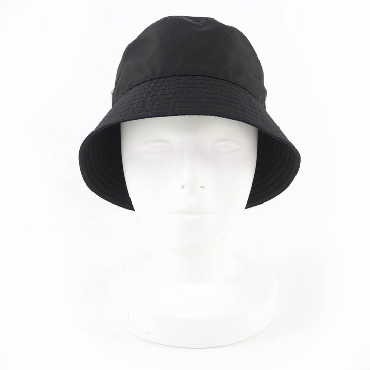 極美品☆PRADA プラダ 1HC137 RE-NYLON トライアングルロゴプレート バケット ハット ブラック S イタリア製 正規品 レディース