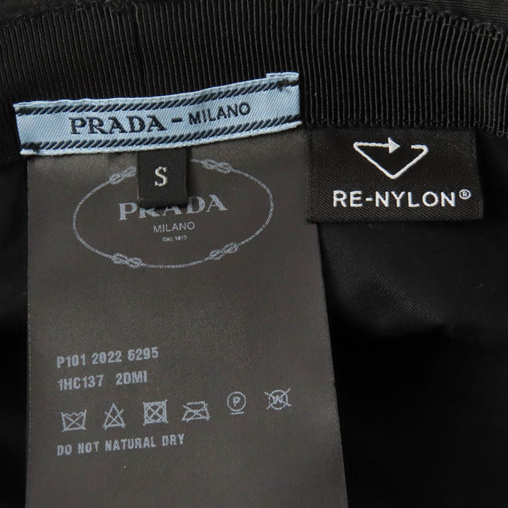 極美品☆PRADA プラダ 1HC137 RE-NYLON トライアングルロゴプレート バケット ハット ブラック S イタリア製 正規品 レディース