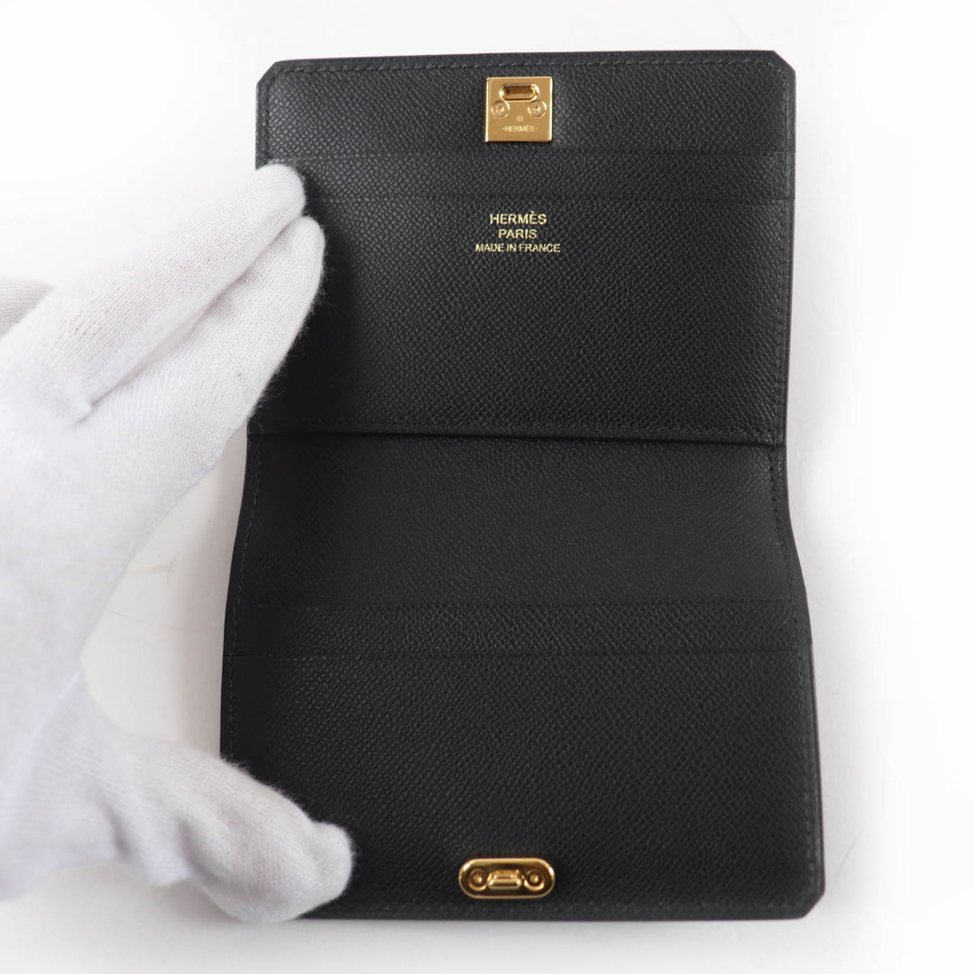 未使用品☆HERMES エルメス メドール カードケース ヴォーマダム ゴールド金具 メドール金具 ブラック K刻印 箱付 フランス製 レディース