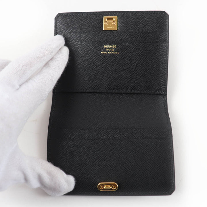 未使用品☆HERMES エルメス メドール カードケース ヴォーマダム ゴールド金具 メドール金具 ブラック K刻印 箱付 フランス製 レディース