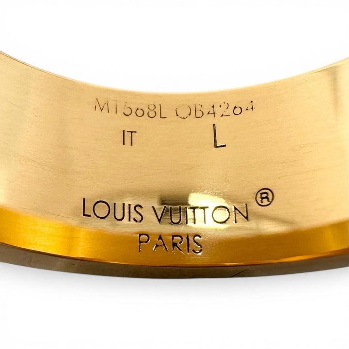 美品▲LOUIS VUITTON ルイヴィトン M1568L リング・ナノ グラム エナメル リング・指輪 ゴールド ブラック L レディース 箱・保存袋付き