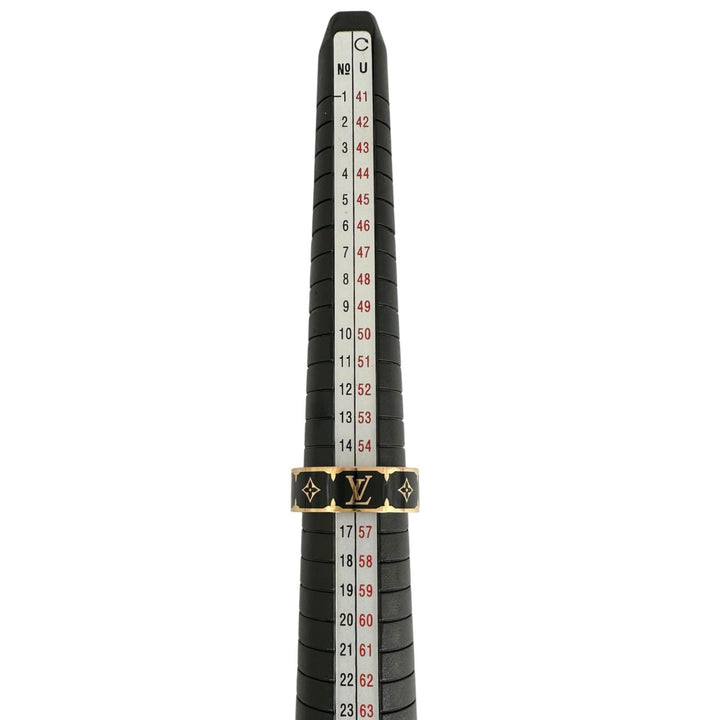 美品▲LOUIS VUITTON ルイヴィトン M1568L リング・ナノ グラム エナメル リング・指輪 ゴールド ブラック L レディース 箱・保存袋付き