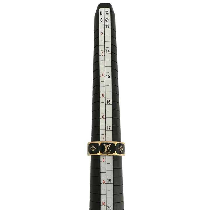 美品▲LOUIS VUITTON ルイヴィトン M1568L リング・ナノ グラム エナメル リング・指輪 ゴールド ブラック L レディース 箱・保存袋付き