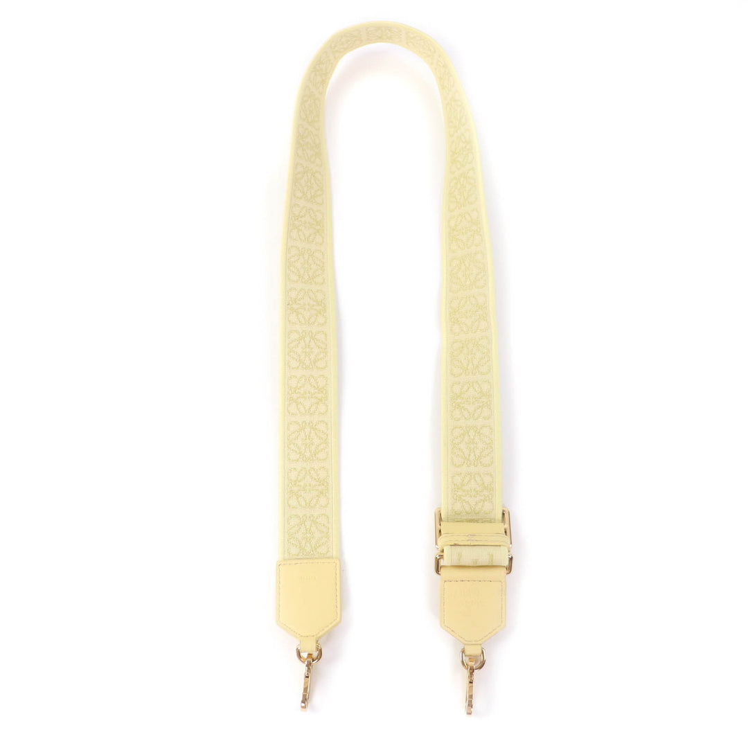 美品☆LOEWE ロエベ レザー使い アナグラム ロゴ ショルダーストラップ イエロー ゴールド金具 スペイン製 レディース 保存袋付き