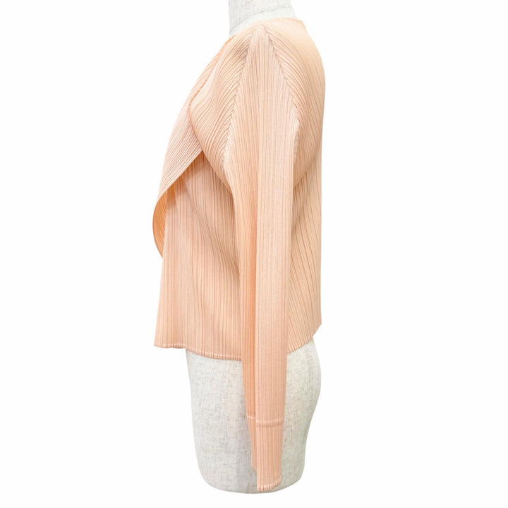 美品△PLEATS PLEASE プリーツプリーズ イッセイミヤケ 23AW PP31JO143 フロントオープン 長袖 カーディガン ピンク 3 正規品 レディース