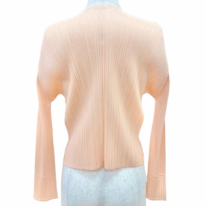 美品△PLEATS PLEASE プリーツプリーズ イッセイミヤケ 23AW PP31JO143 フロントオープン 長袖 カーディガン ピンク 3 正規品 レディース