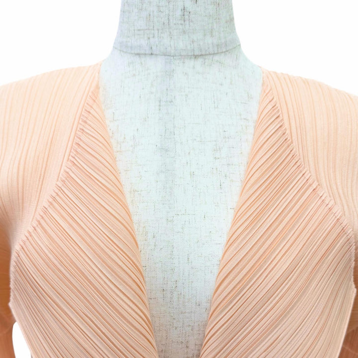 美品△PLEATS PLEASE プリーツプリーズ イッセイミヤケ 23AW PP31JO143 フロントオープン 長袖 カーディガン ピンク 3 正規品 レディース