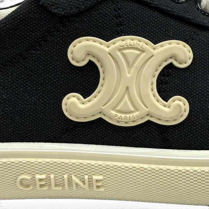 美品★CELINE セリーヌ アラン トリオンフ スニーカー キャンバス ネイビー 35 イタリア製 レディース 定価126500円 箱・保存袋付き