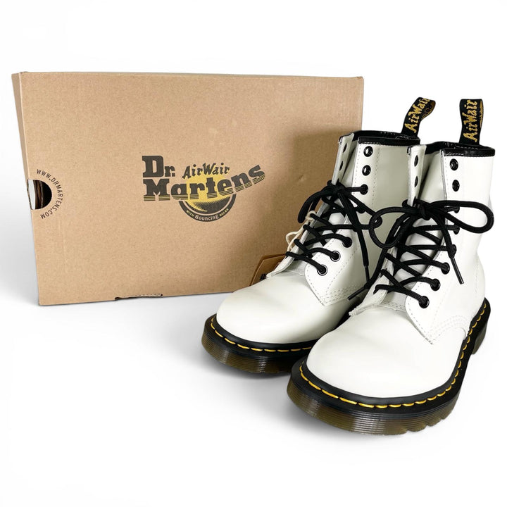 未使用品▲Dr.Martens ドクターマーチン 11822100 1460 イエローステッチ 8ホール ブーツ ホワイト ブラック UK4 レディース 箱付き