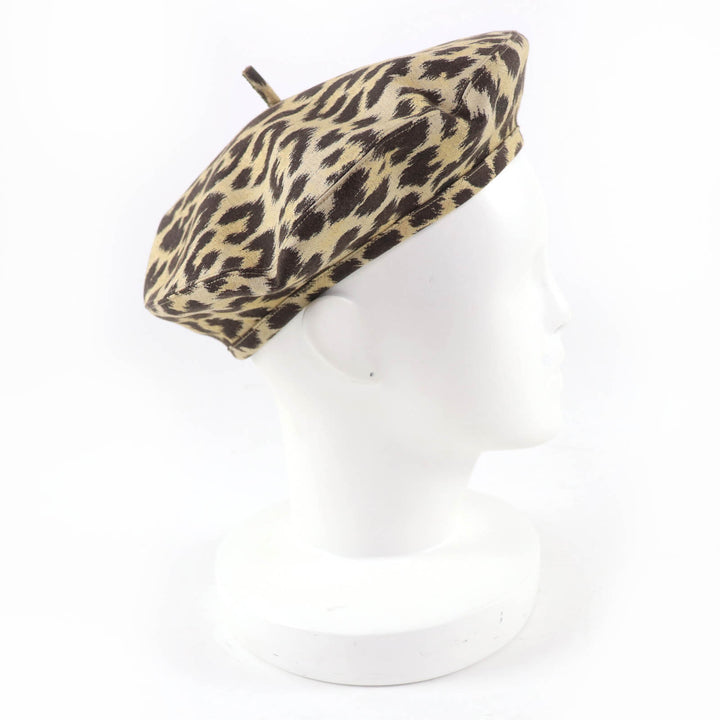 極美品☆Christian Dior クリスチャンディオール 14LEO910I134 レオパード柄 ベレー帽 ブラウン系 57 イタリア製 正規品 レディース