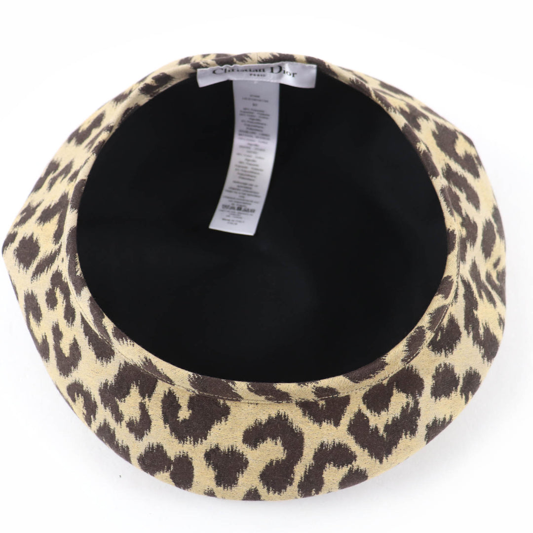 極美品☆Christian Dior クリスチャンディオール 14LEO910I134 レオパード柄 ベレー帽 ブラウン系 57 イタリア製 正規品 レディース
