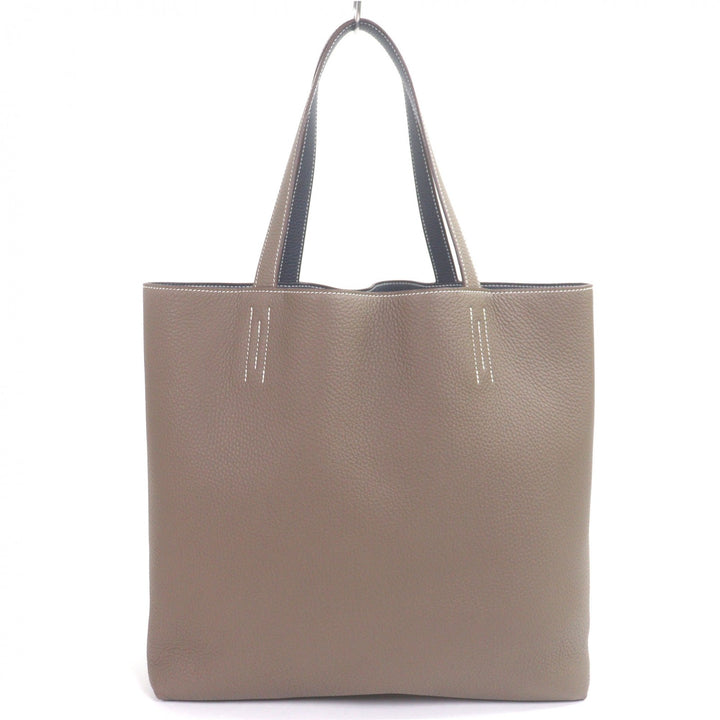 極美品□HERMES エルメス ドゥブルセンス45 トリヨンクレマンス レザートートバッグ エトゥープ ブルーニュイ U刻印 箱付き フランス製