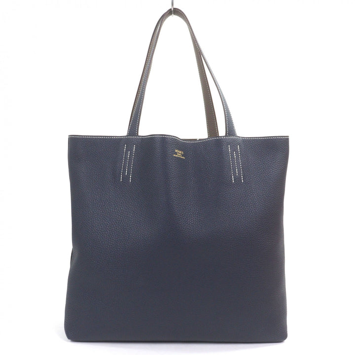 極美品□HERMES エルメス ドゥブルセンス45 トリヨンクレマンス レザートートバッグ エトゥープ ブルーニュイ U刻印 箱付き フランス製