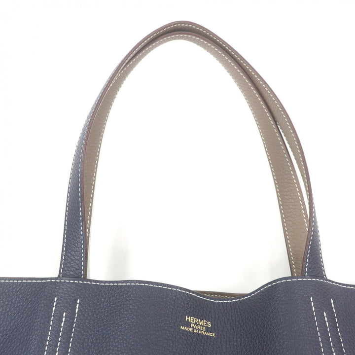 極美品□HERMES エルメス ドゥブルセンス45 トリヨンクレマンス レザートートバッグ エトゥープ ブルーニュイ U刻印 箱付き フランス製