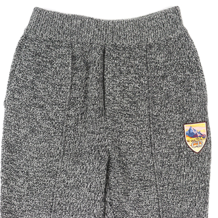 極美品△DIOR ディオール オム 293M130CT363 カシミヤ100％ ロゴワッペン ニットスウェット パンツ グレー S イタリア製 正規品 メンズ
