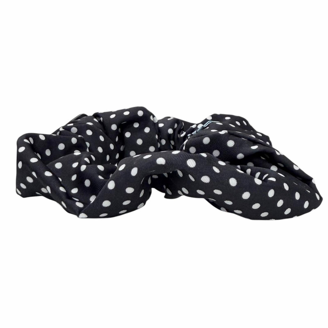 極美品★PRADA プラダ 1IF015 Re-Nylon シュシュ トライアングルロゴ ドット柄 ヘアアクセサリー ダークネイビー ホワイト 箱付