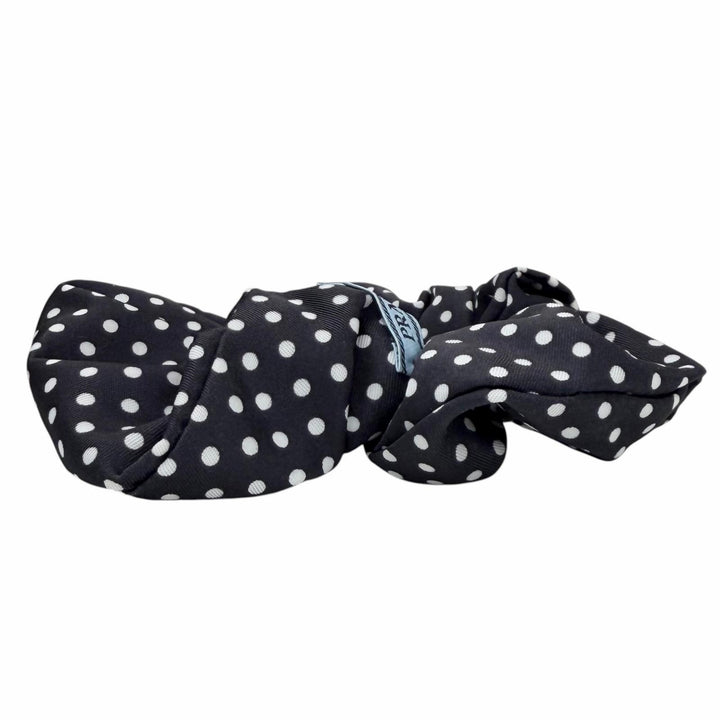 極美品★PRADA プラダ 1IF015 Re-Nylon シュシュ トライアングルロゴ ドット柄 ヘアアクセサリー ダークネイビー ホワイト 箱付