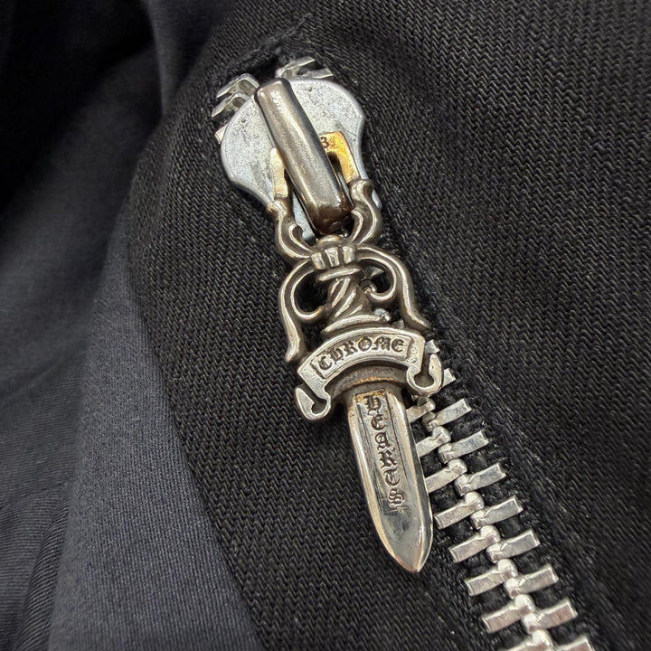 美品▼CHROME HEARTS クロムハーツ コットン 925 ホースシューボタン ハンティングジャケット デニムジャケット ブラック M メンズ