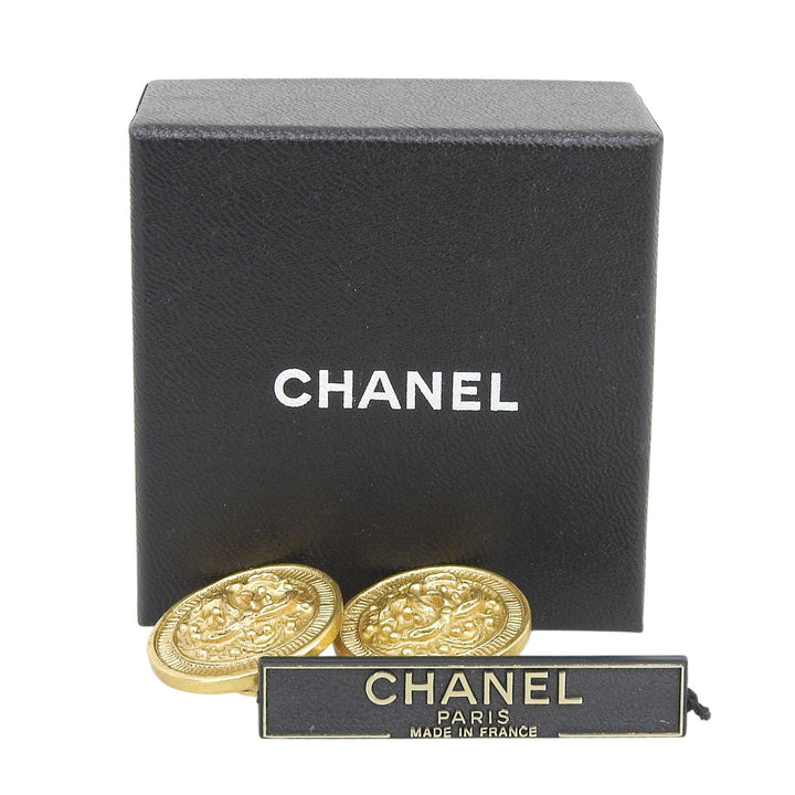 極美品▲CHANEL シャネル ヴィンテージ 94A GP ココマーク ラウンド イヤリング 両耳用 アクセサリー ゴールド 仏製 レディース 箱付き