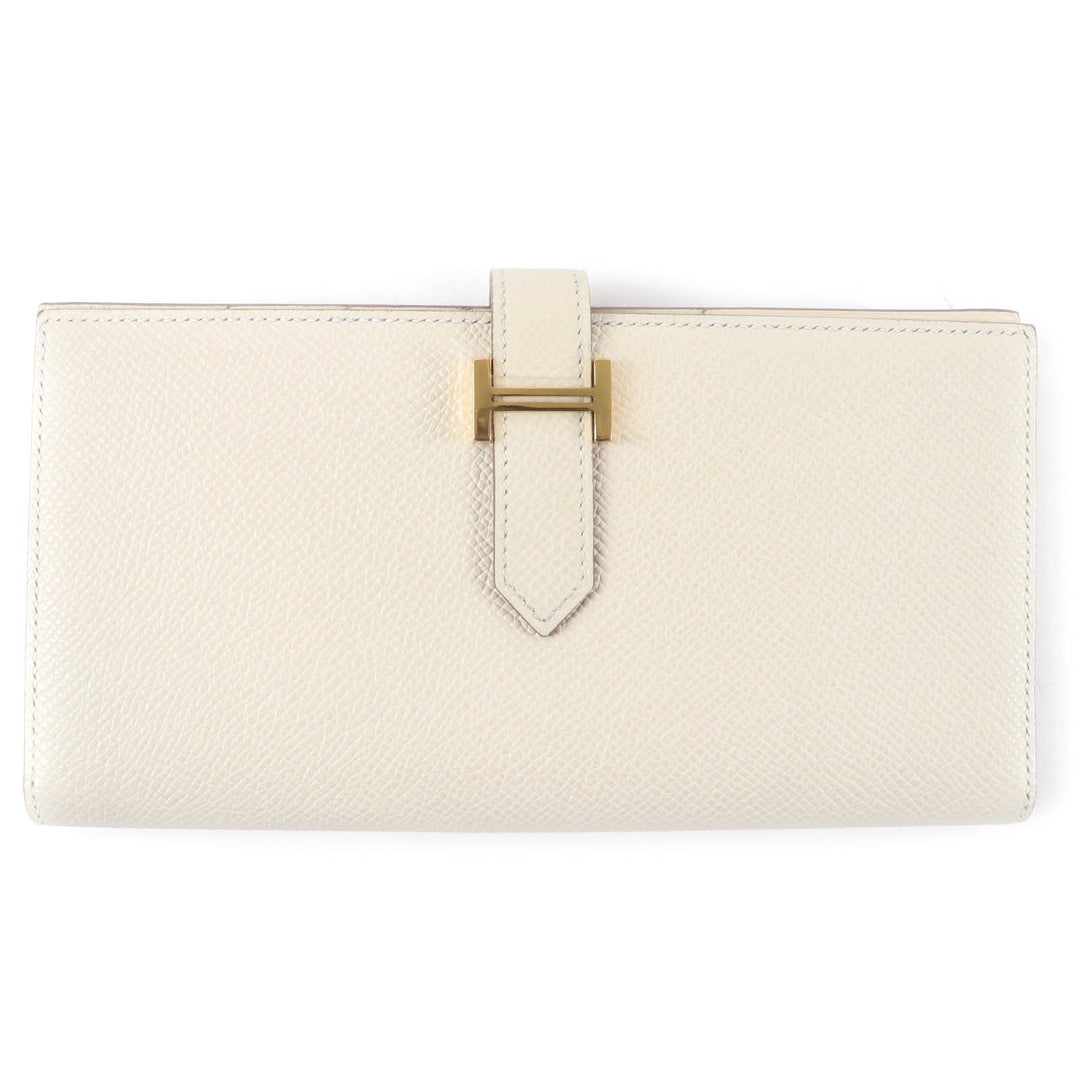 極美品☆HERMES エルメス ベアン スフレ シェーブルミゾル ナタ ゴールド金具 ロングウォレット 長財布 W刻印 仏製 レディース 箱付き