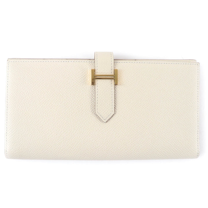 極美品☆HERMES エルメス ベアン スフレ シェーブルミゾル ナタ ゴールド金具 ロングウォレット 長財布 W刻印 仏製 レディース 箱付き