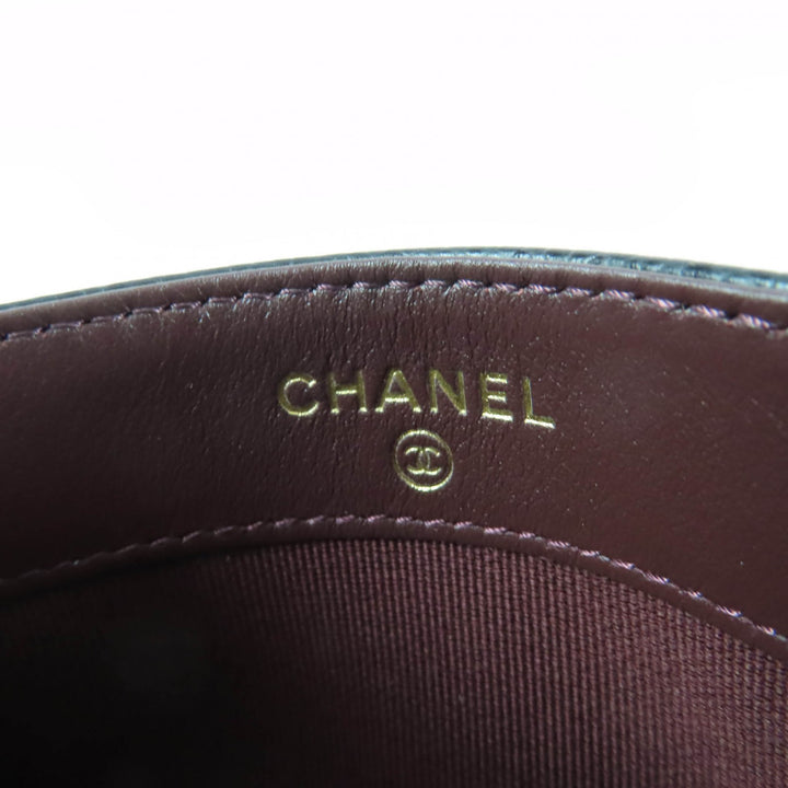 極美品☆CHANEL シャネル キャビアスキン ココマーク マトラッセ カードケース パスケース ブラック ゴールド金具 イタリア製 レディース
