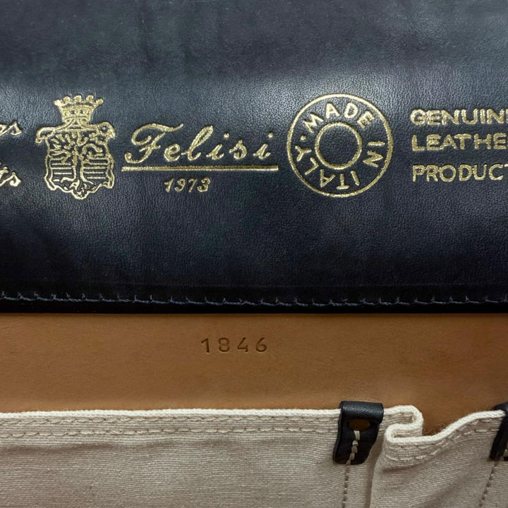 美品□Felisi フェリージ 1846/SA レザー クロコ型押し ビジネスバッグ ブリーフケース ハンドバッグ ダークネイビー イタリア製 メンズ