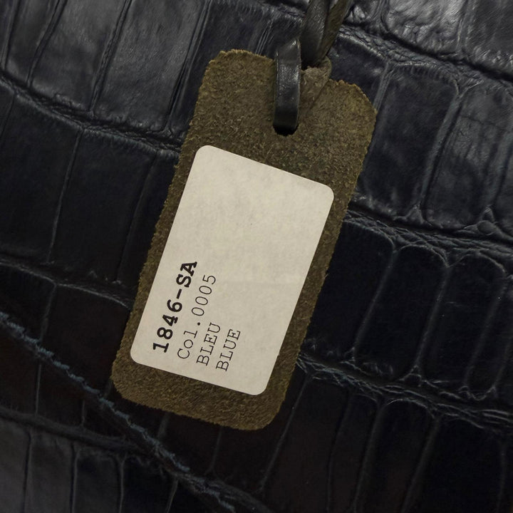 美品□Felisi フェリージ 1846/SA レザー クロコ型押し ビジネスバッグ ブリーフケース ハンドバッグ ダークネイビー イタリア製 メンズ