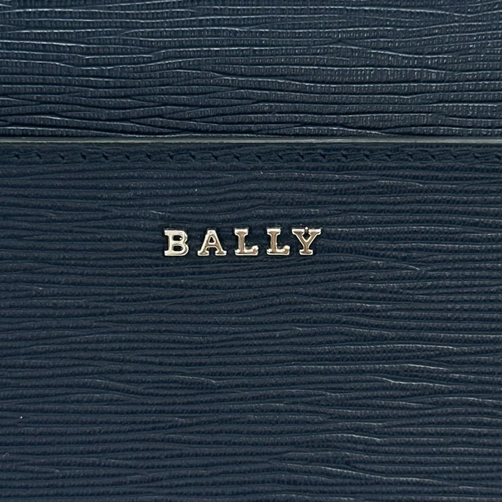 極美品▲BALLY バリー LEDDON ロゴ金具 ポーチ付 レザー クラッチバッグ ネイビー シルバー金具 箱・保存袋付き ブルガリア製 メンズ