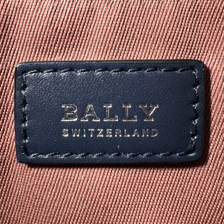 極美品▲BALLY バリー LEDDON ロゴ金具 ポーチ付 レザー クラッチバッグ ネイビー シルバー金具 箱・保存袋付き ブルガリア製 メンズ