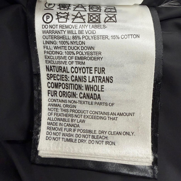 良品▼CANADA GOOSE カナダグース 2301JM RUSSELL ロゴワッペン ファー付 フーデッド ZIPUP ダウンジャケット ブラック カナダ製 正規品