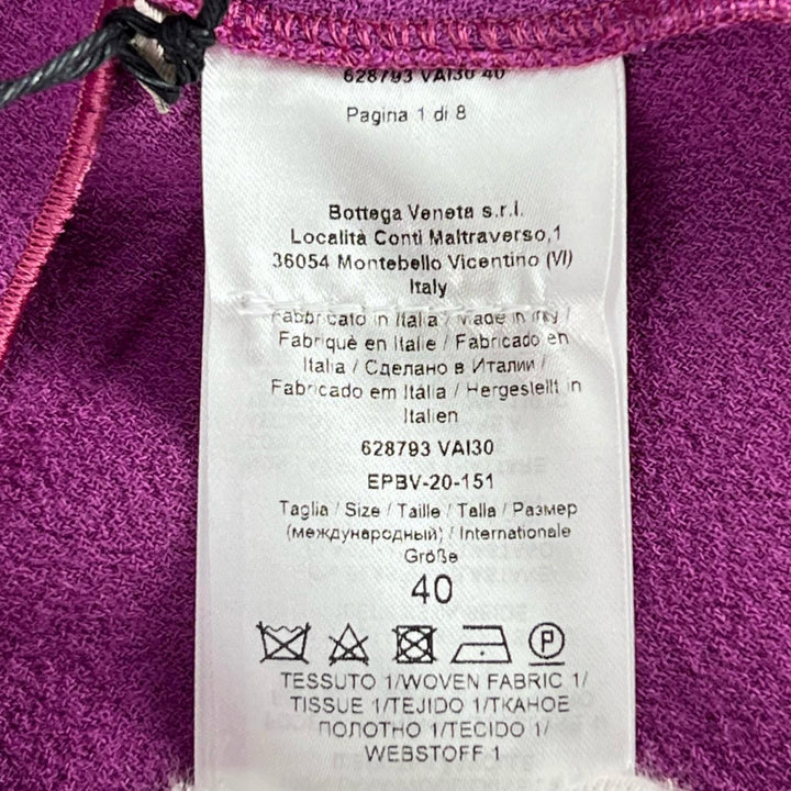 極美品▲BOTTEGAVENETA ボッテガヴェネタ 628793 ウール100% フリルワンピース ドレス パープル 40 伊製 正規品 レディース ハンガー付き