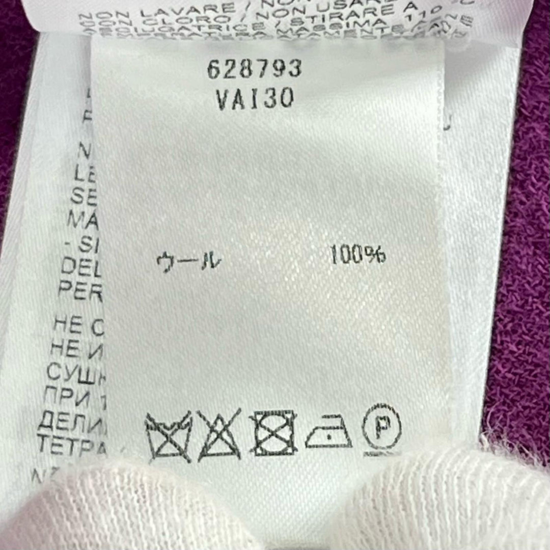 極美品▲BOTTEGAVENETA ボッテガヴェネタ 628793 ウール100% フリルワンピース ドレス パープル 40 伊製 正規品 レディース ハンガー付き