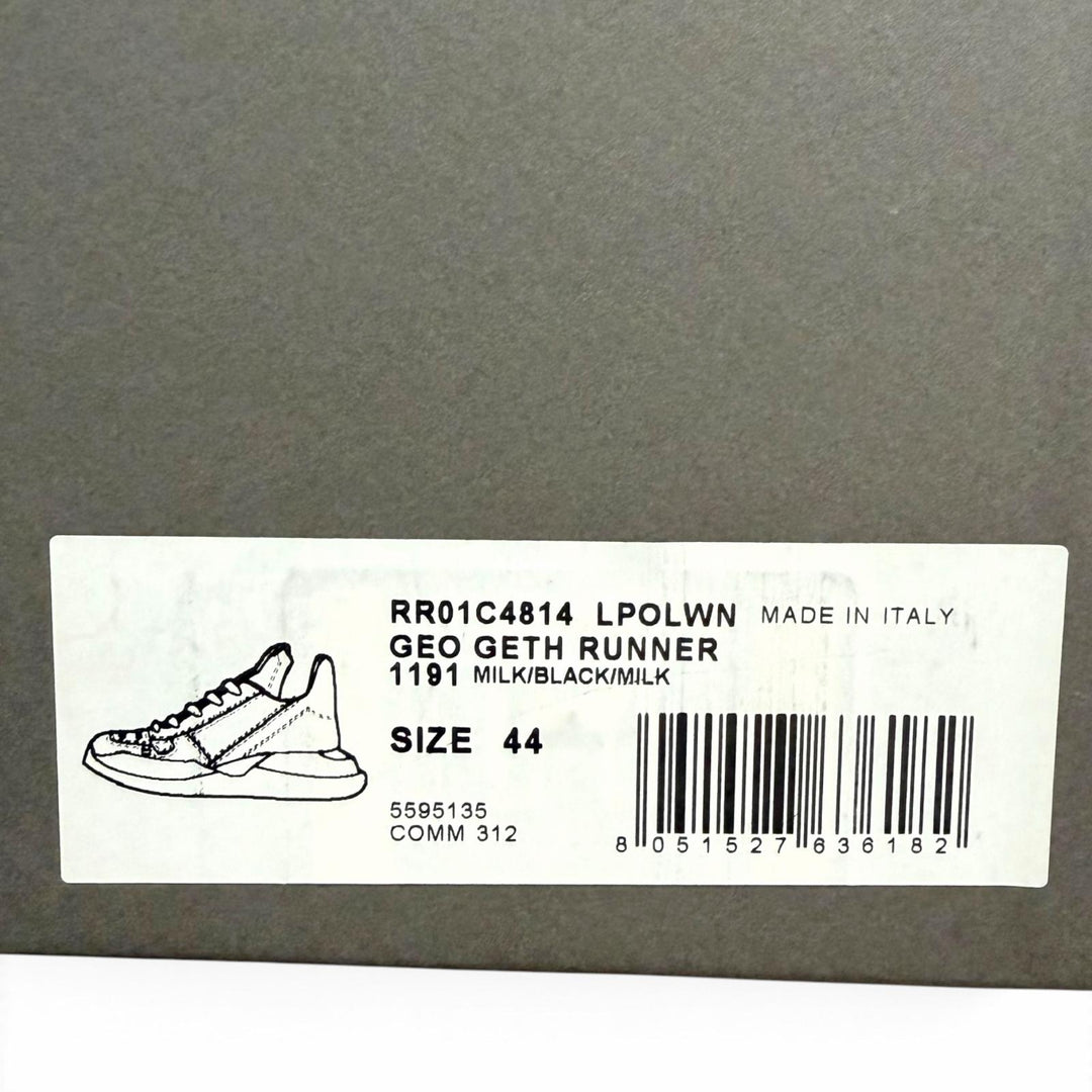 【ドンドン見直し】美品□Rick Owens リックオウエンス RR01C4814 GEO GETH RUNNER レザー ローカットスニーカー ホワイト 44 メンズ