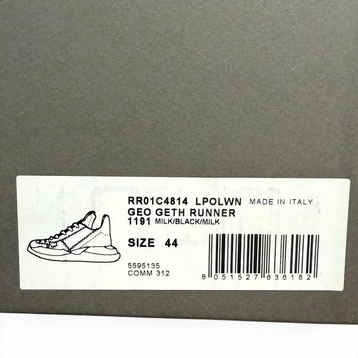 【ドンドン見直し】美品□Rick Owens リックオウエンス RR01C4814 GEO GETH RUNNER レザー ローカットスニーカー ホワイト 44 メンズ