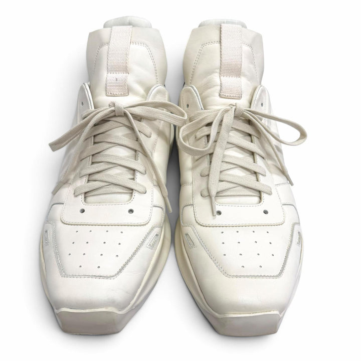 【ドンドン見直し】美品□Rick Owens リックオウエンス RR01C4814 GEO GETH RUNNER レザー ローカットスニーカー ホワイト 44 メンズ