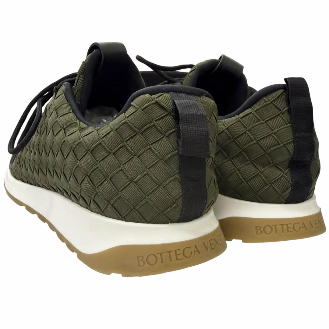 美品□BOTTEGAVENETA ボッテガヴェネタ イントレチャート レースアップ ロゴ入り ローカットスニーカー カーキ 41 メンズオススメ◎　