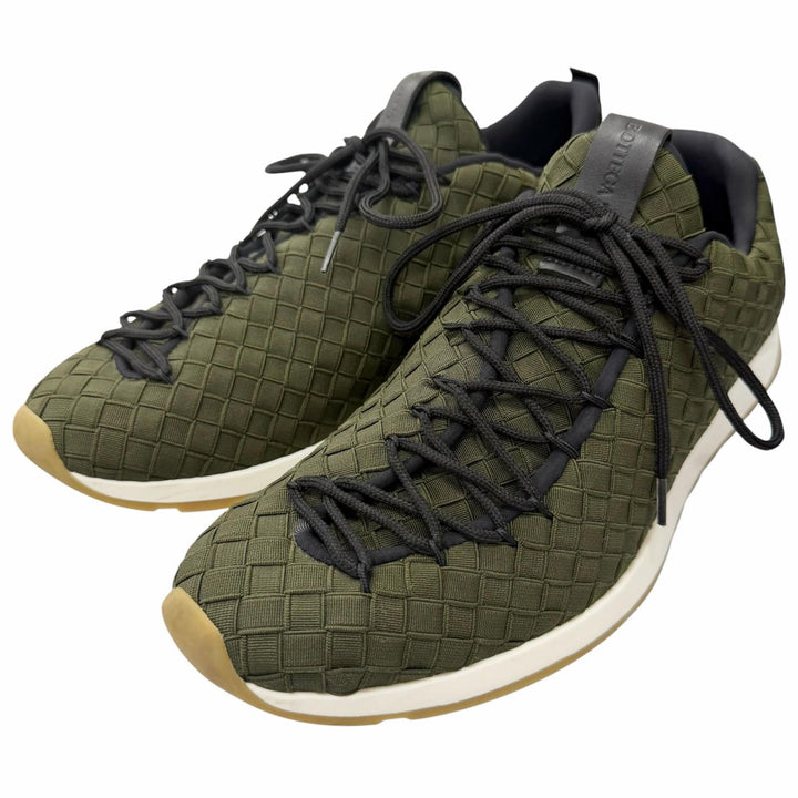 美品□BOTTEGAVENETA ボッテガヴェネタ イントレチャート レースアップ ロゴ入り ローカットスニーカー カーキ 41 メンズオススメ◎　