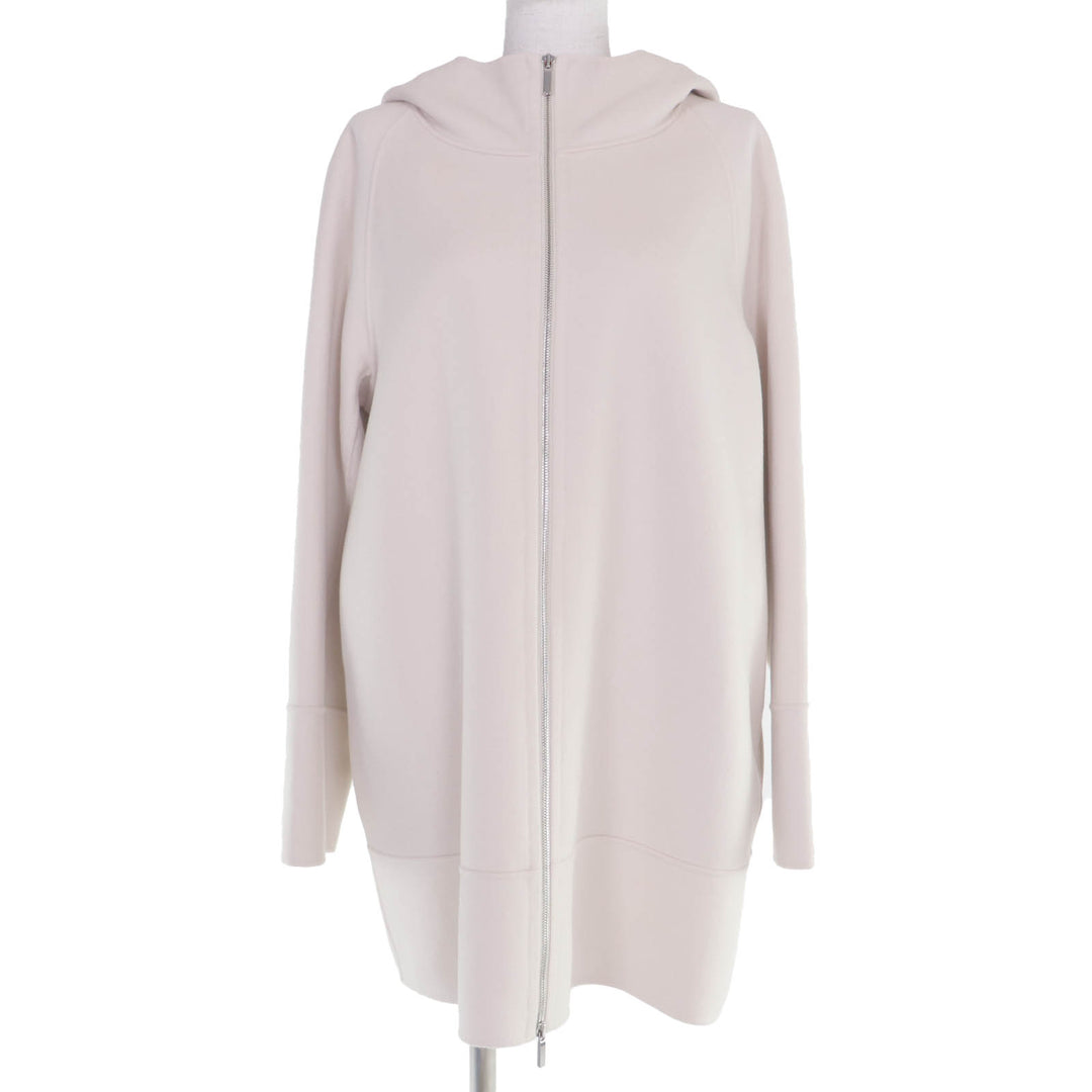 極美品☆S MaxMara DESIGN FOR EASY LIVING エス マックスマーラ 908601036 ウール100％ フード付 ZIP UP コート アイボリー 44 正規品