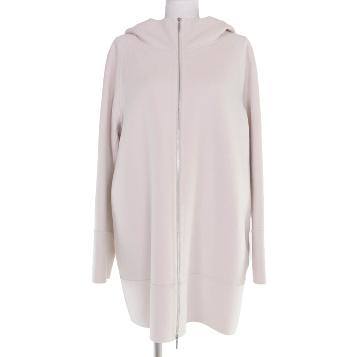 極美品☆S MaxMara DESIGN FOR EASY LIVING エス マックスマーラ 908601036 ウール100％ フード付 ZIP UP コート アイボリー 44 正規品