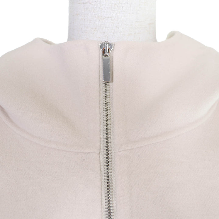 極美品☆S MaxMara DESIGN FOR EASY LIVING エス マックスマーラ 908601036 ウール100％ フード付 ZIP UP コート アイボリー 44 正規品