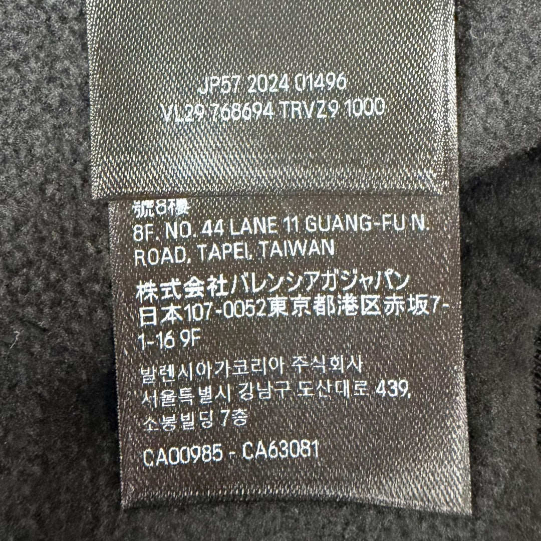 未使用品□BALENCIAGA バレンシアガ 24AW 768694 OUTERWEAR ZIP UP HOODIE バックエンブロイダリー フリースパーカー ブラック 2 正規品