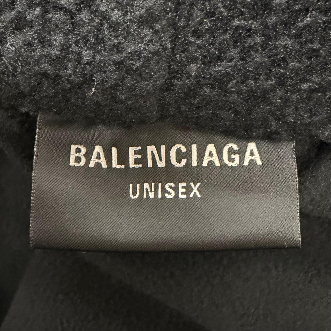 未使用品□BALENCIAGA バレンシアガ 24AW 768694 OUTERWEAR ZIP UP HOODIE バックエンブロイダリー フリースパーカー ブラック 2 正規品